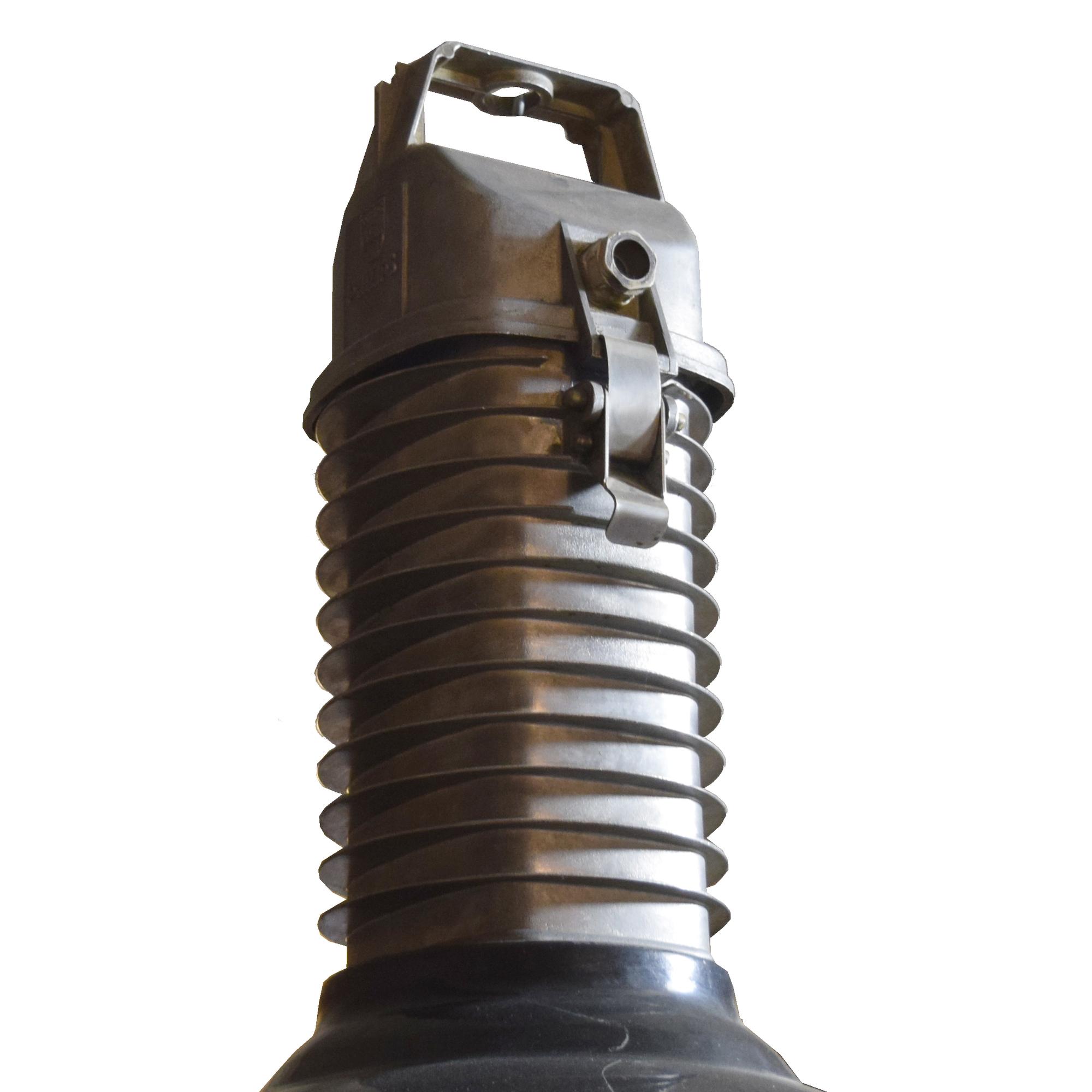 An Enameled Steel and Iron Industrial Light Fixture 20" W x 20" D x 25" H, — France, Circa 1950