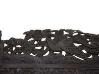 A Japanese Carved Hardwood Two-Panel Screen