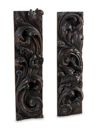 A Pair of English Carved Oak Panels
