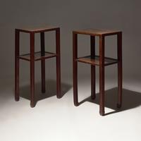 A Pair of Chinese Hardwood, Possibly Huanghuali, Stands, Qing Dynasty, 18th Century — 清中期 或爲黃花梨邊几一對