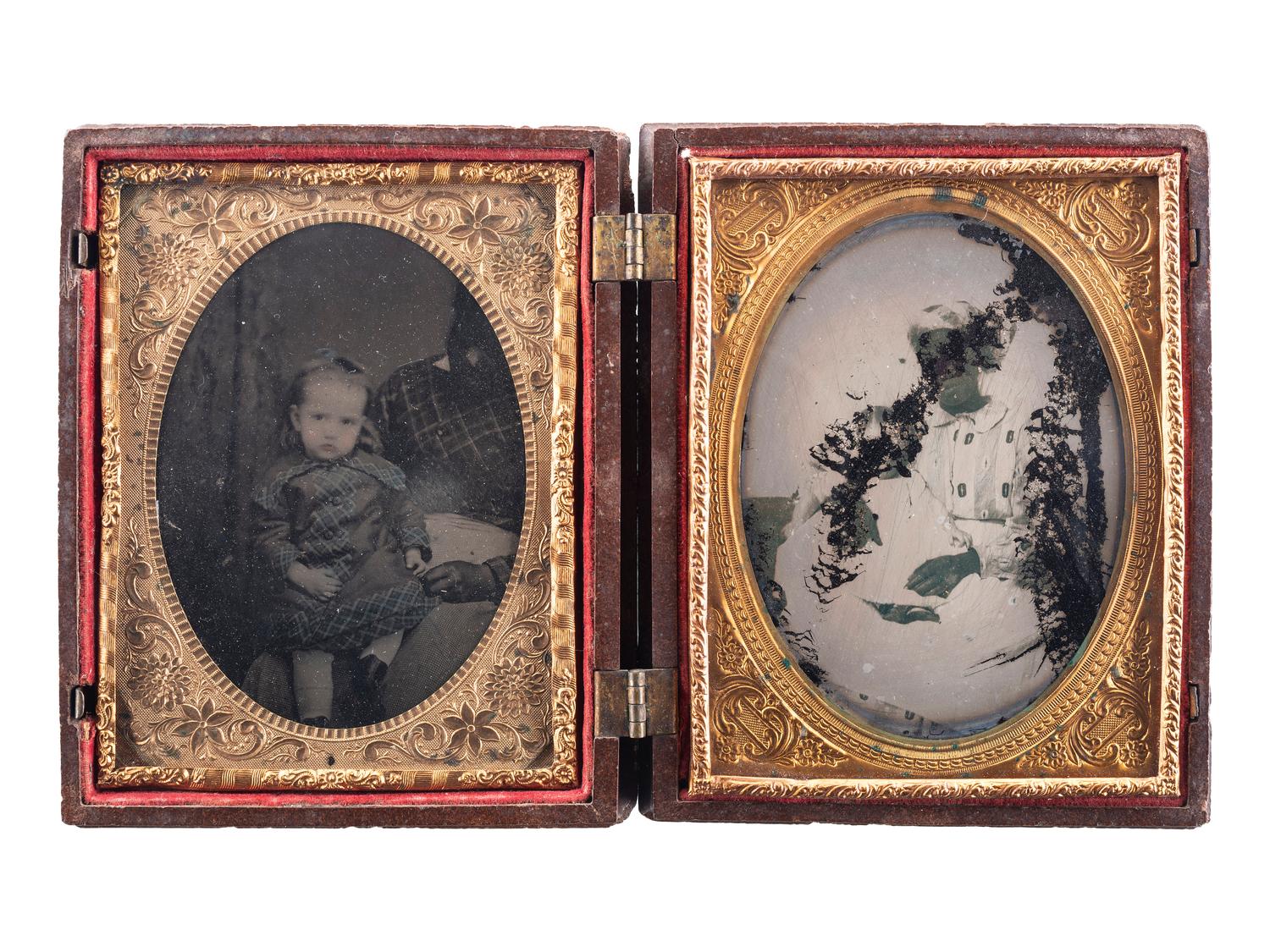 [EARLY PHOTOGRAPHY]. A group of 3 quarter plate images of African American women with white children, comprising: