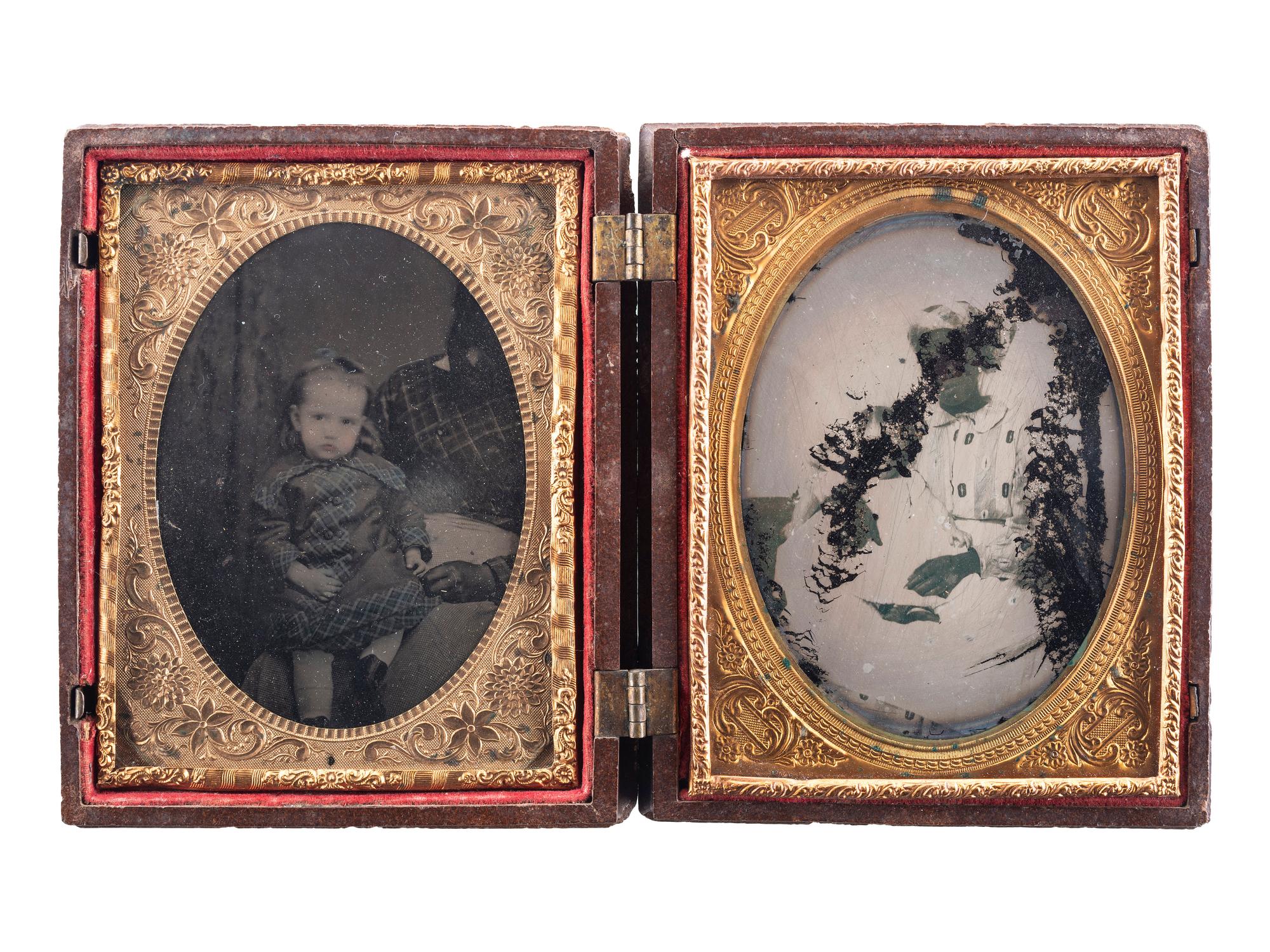 [EARLY PHOTOGRAPHY]. A group of 3 quarter plate images of African American women with white children, comprising:
