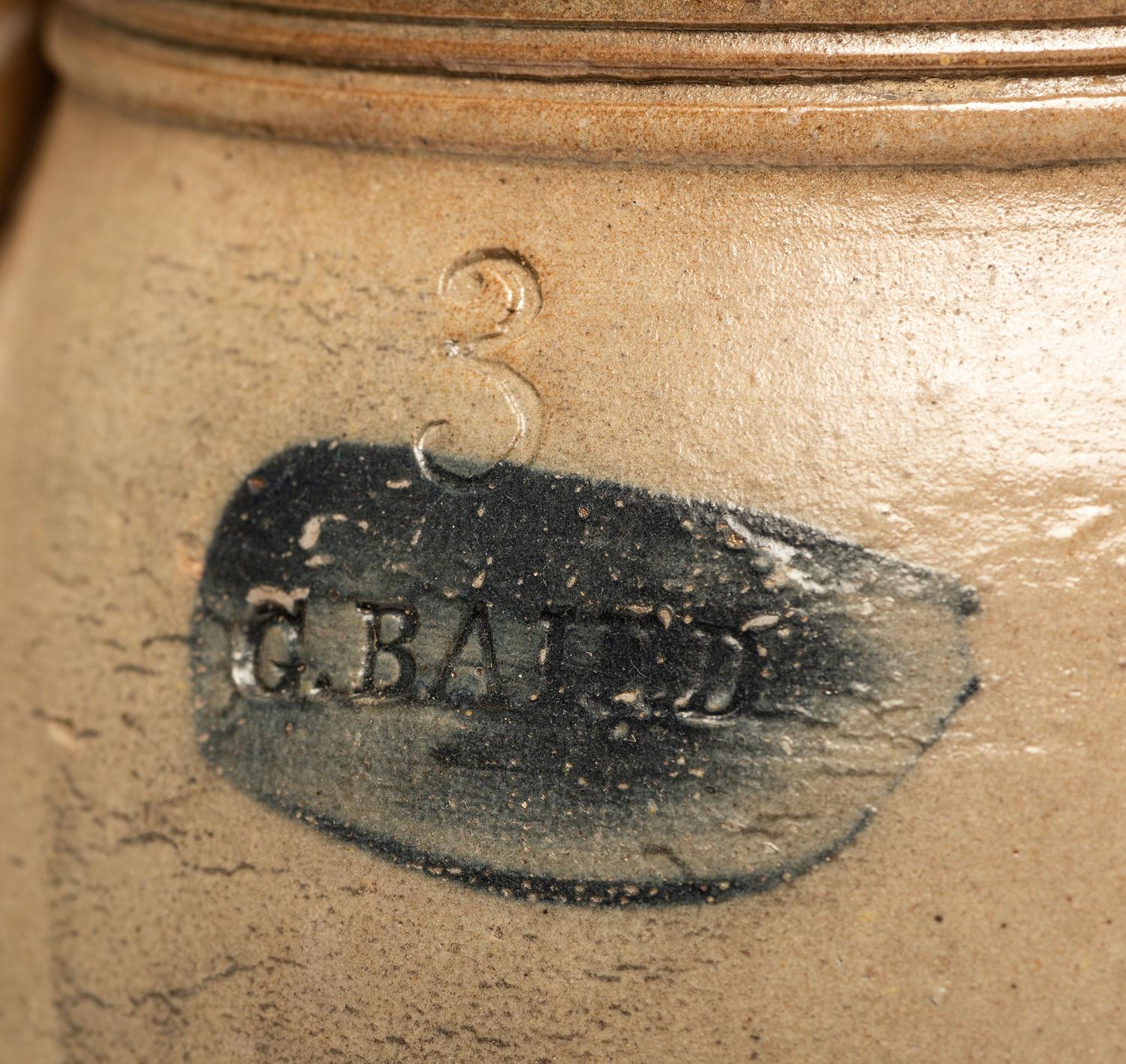 Two Ovoid Stoneware Crocks or Churns