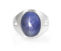 A Platinum, Burmese Star Sapphire and Diamond Ring, Circa 1955, 20.00 dwts.