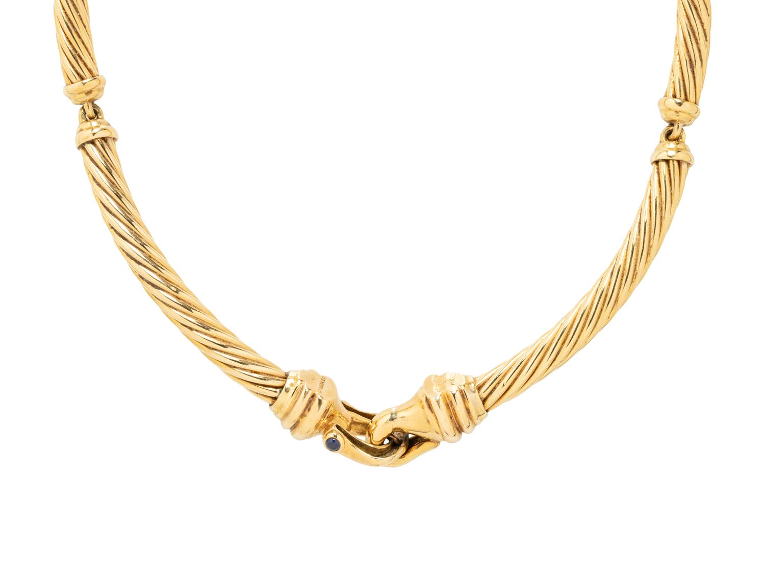 DAVID YURMAN, YELLOW GOLD AND SAPPHIRE TORQUE NECKLACE