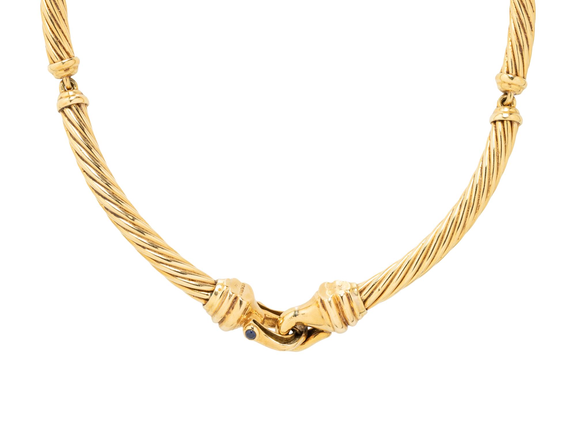 DAVID YURMAN, YELLOW GOLD AND SAPPHIRE TORQUE NECKLACE