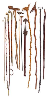Eleven Chinese Hardwood Articles Length of longest 51 inches.