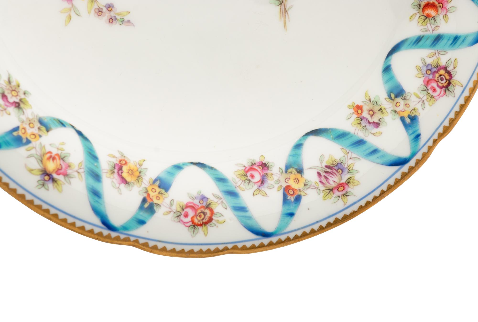 Five Sèvres Style Porcelain Rubans Bleu Céleste Articles