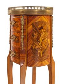 A Pair of Louis XV/XVI Transitional Style Gilt Bronze Mounted Side Tables