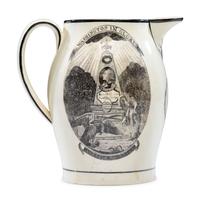 A Liverpool Transfer-Printed Creamware 'Washington In Glory, America in Tears' Pitcher