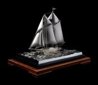 A Japanese Silver Model of a Yacht