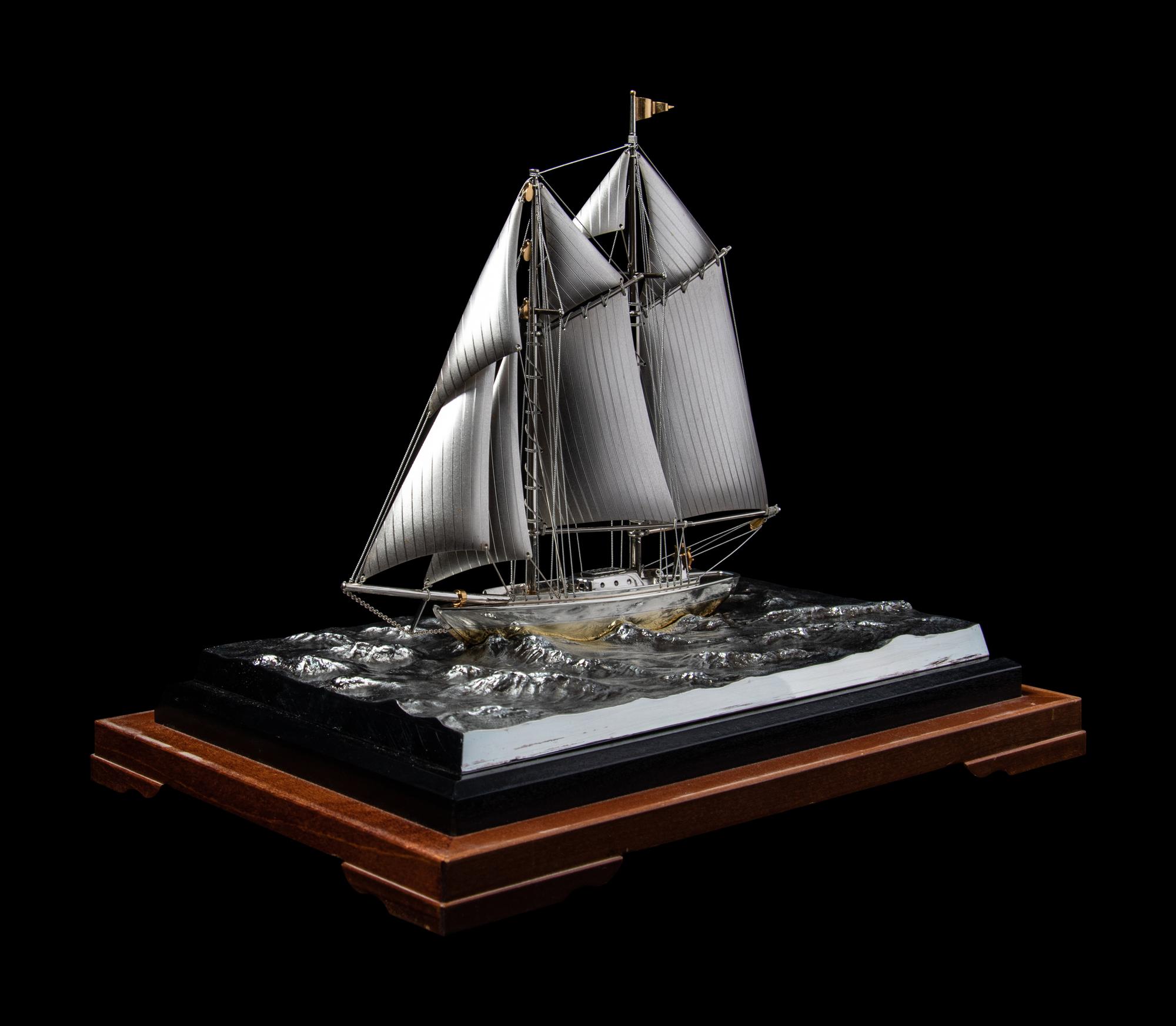 A Japanese Silver Model of a Yacht