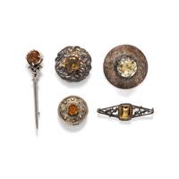VICTORIAN, COLLECTION OF SILVER AND CITRINE JEWELRY