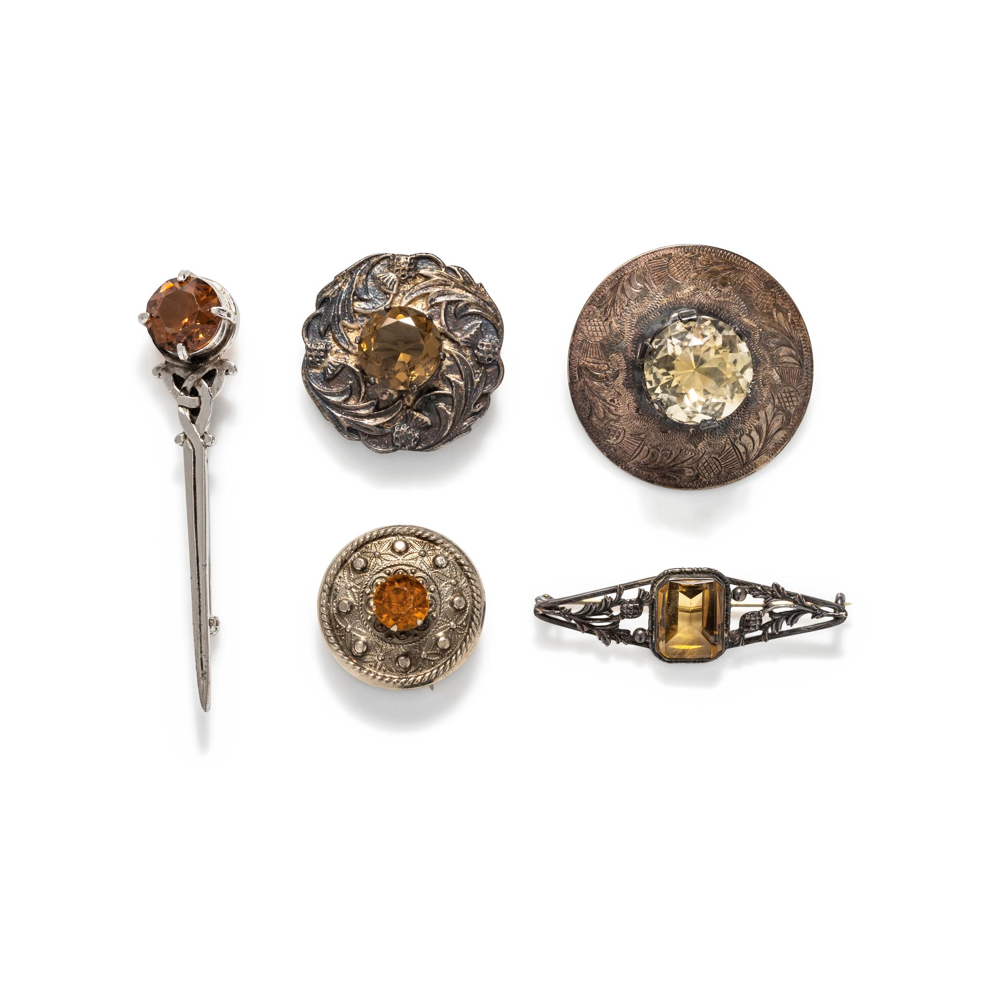 VICTORIAN, COLLECTION OF SILVER AND CITRINE JEWELRY