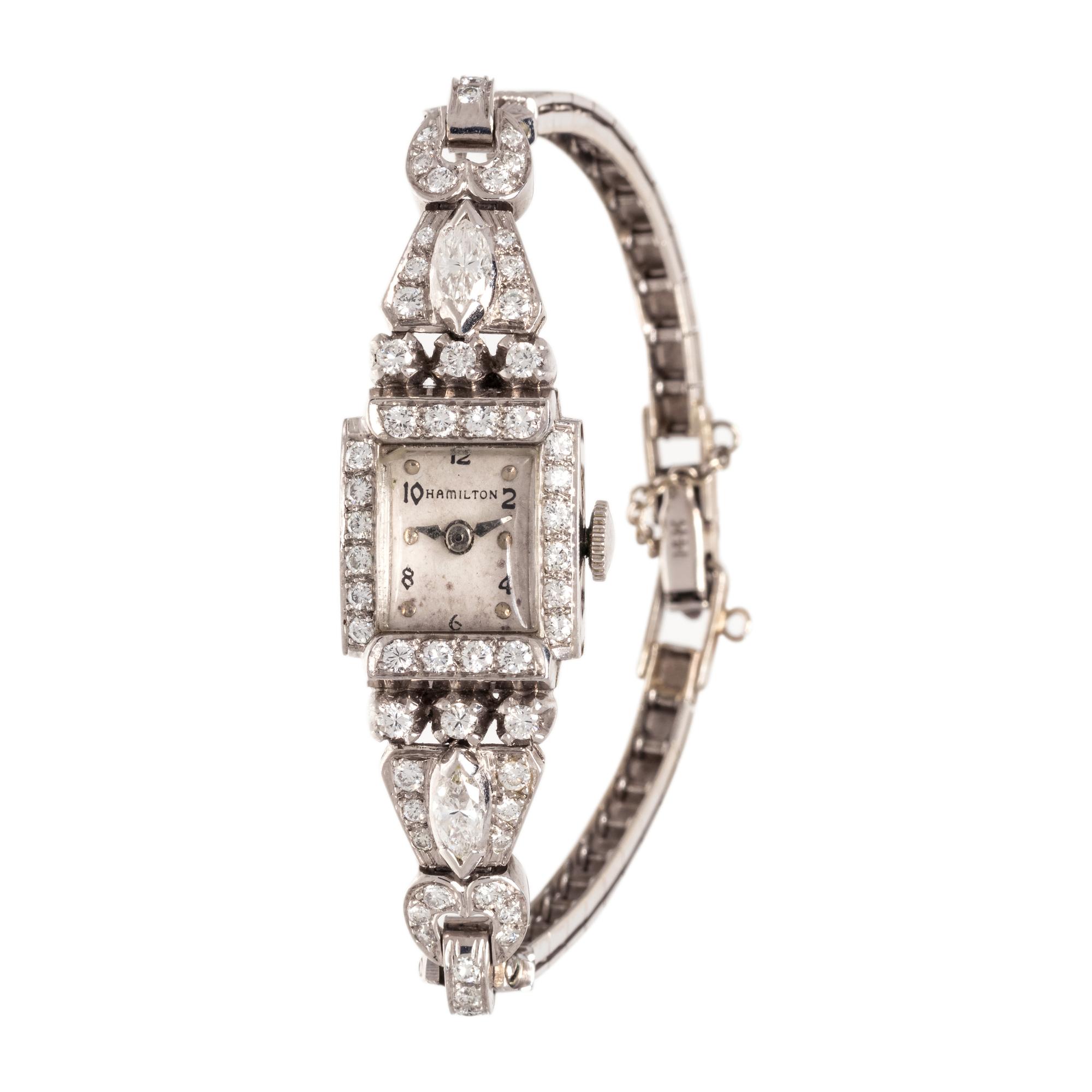 HAMILTON, PLATINUM, WHITE GOLD AND DIAMOND WRISTWATCH