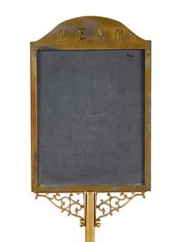 An American Cast Brass and Chalkboard Menu Stand