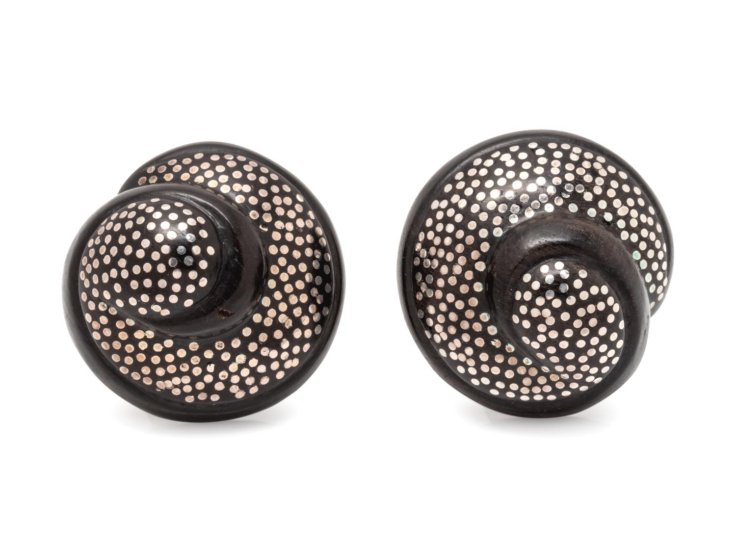 A Pair of Sterling Silver and Ebony Wood Earclips, Patricia von Musulin,