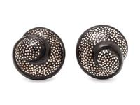 A Pair of Sterling Silver and Ebony Wood Earclips, Patricia von Musulin,
