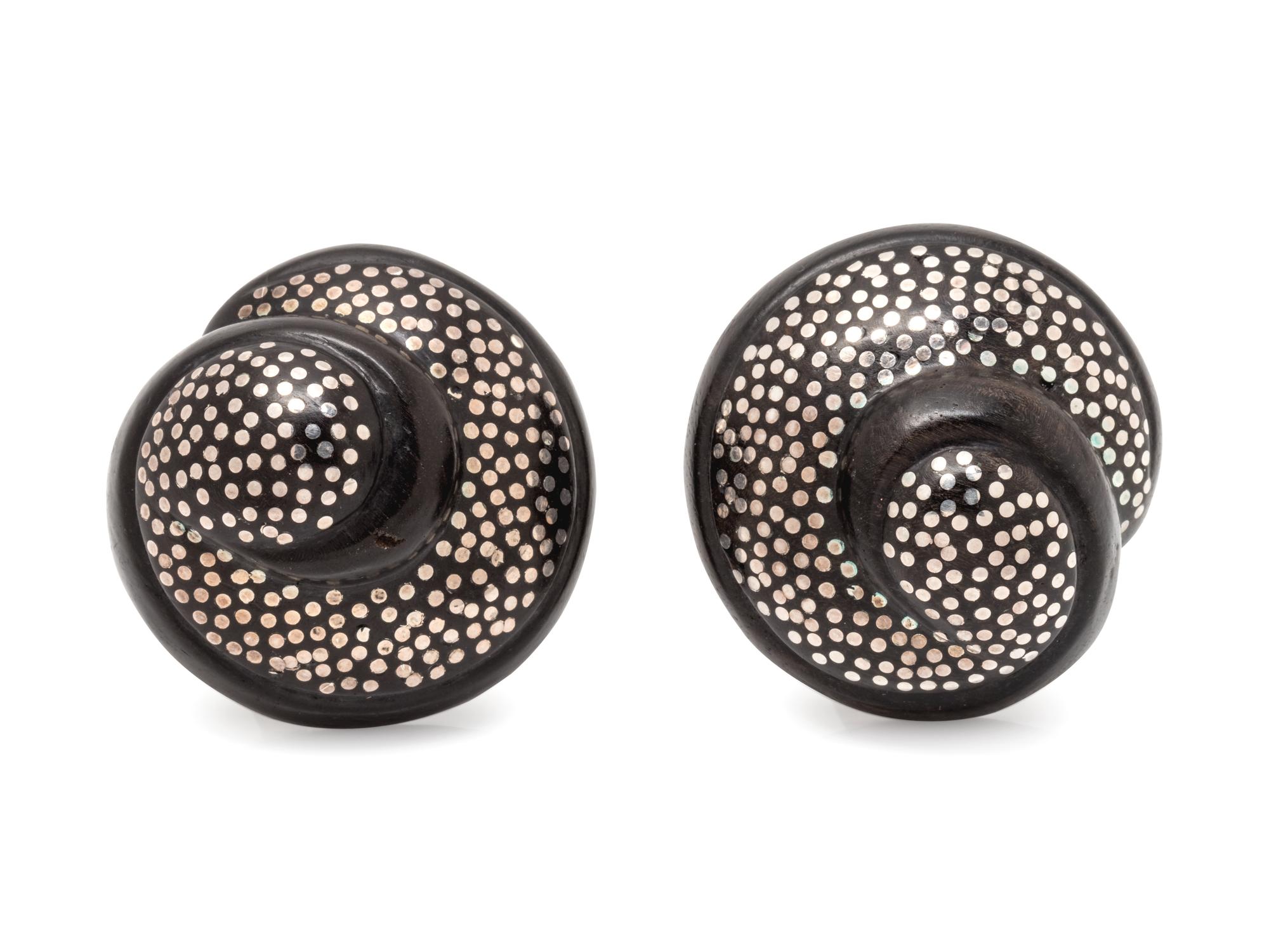A Pair of Sterling Silver and Ebony Wood Earclips, Patricia von Musulin,
