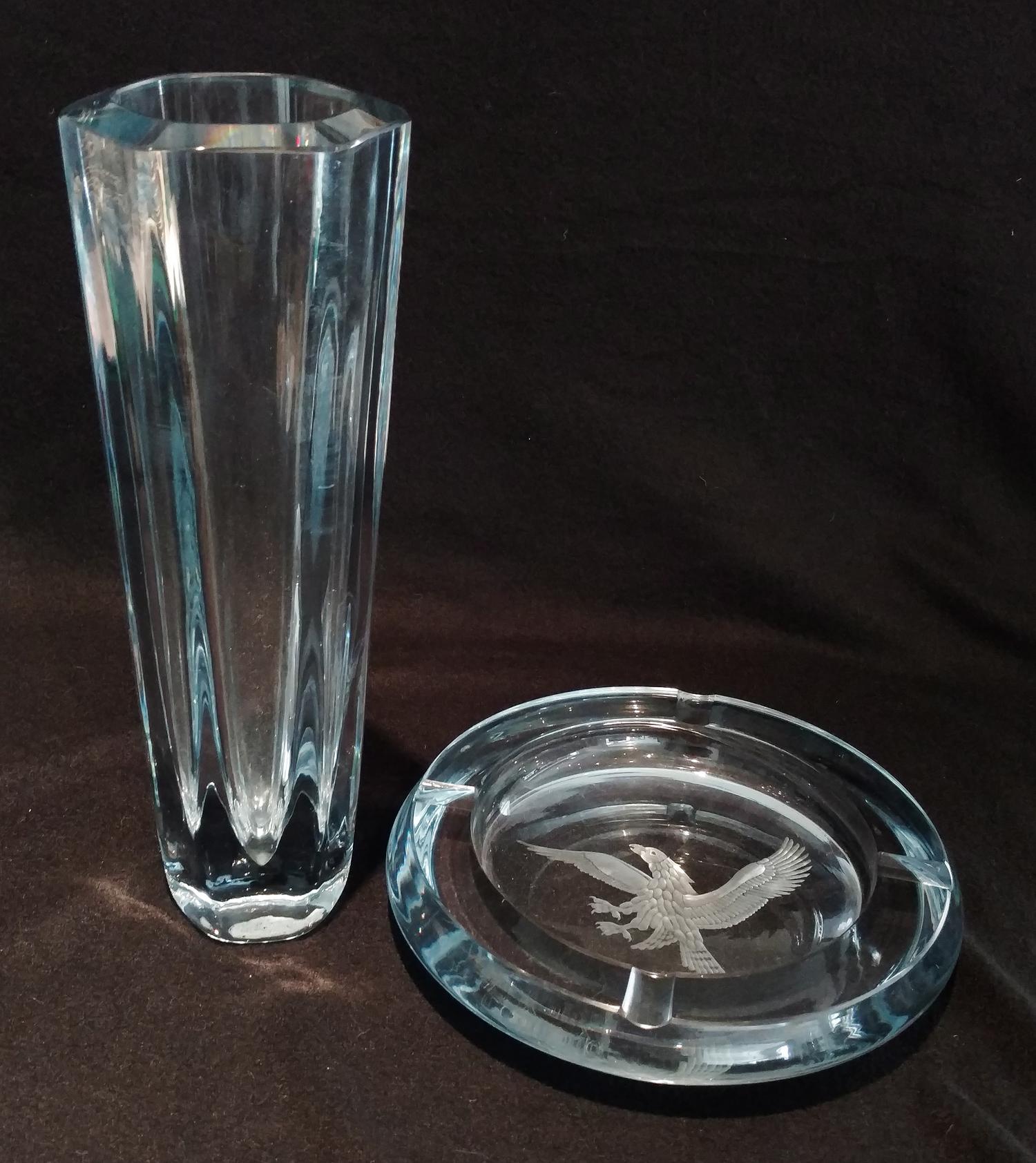 Two Pieces of Crystal Height of tallest 12 1/8 inches.
