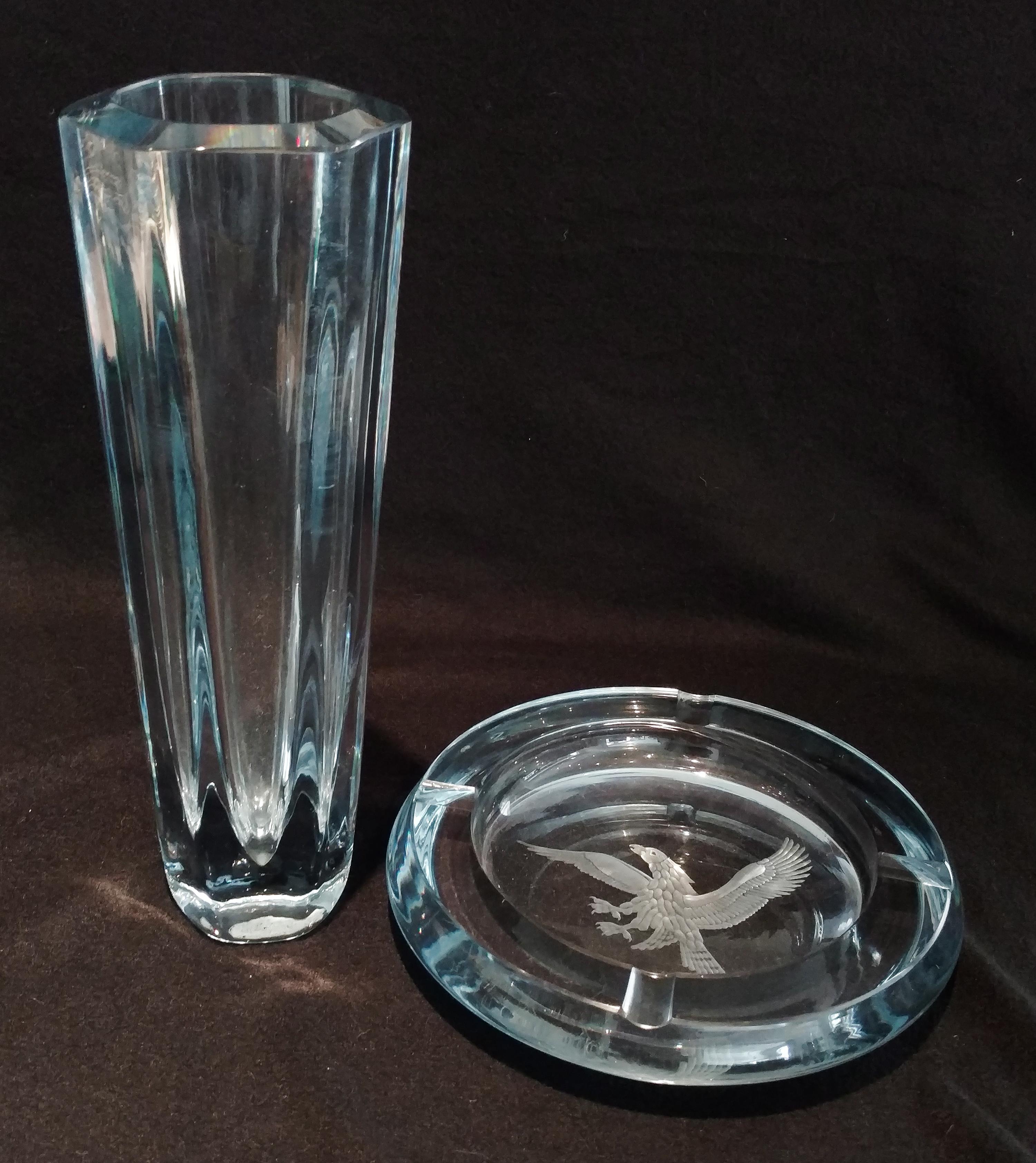 Two Pieces of Crystal Height of tallest 12 1/8 inches.