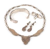 Zuni Silver and Channel Inlaid Turquoise Jewelry Suite