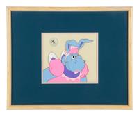 Production cel from the 1985 Walt Disney television series, "The Wuzzles" depicting Hoppopotamus.