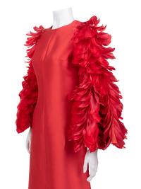 Joui Schiesser Silk Gazar Dress with Feathered Sleeves, 1960-70s