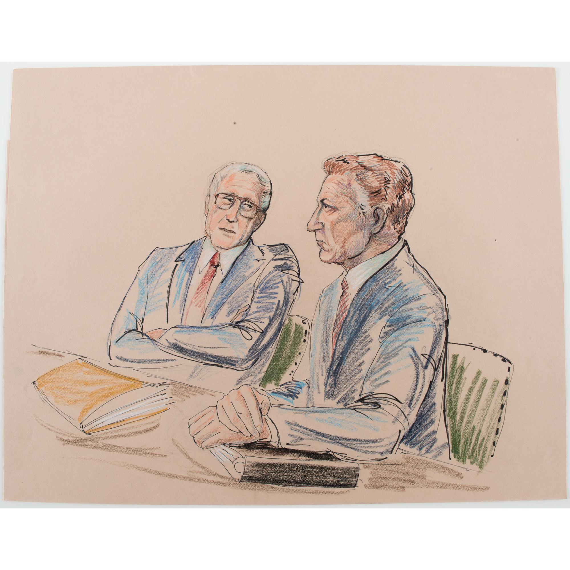 Joan Andrew, Washington Post and CNN Sketch Artist, 16 Original Sketches Documenting the 1980 Trial of Felt "Deep Throat" and Miller, Incl. Former President Nixon