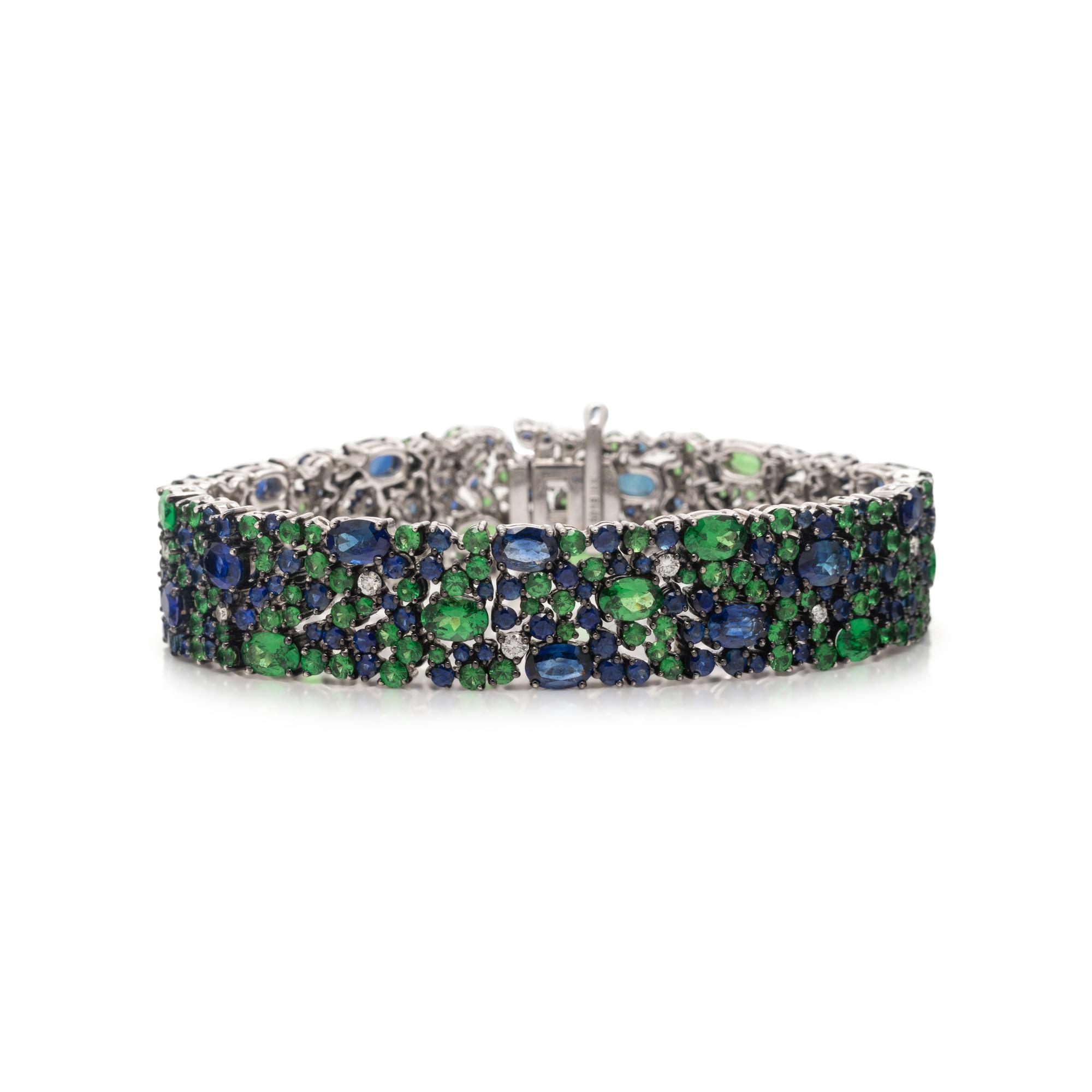 ROBERT PROCOP, SAPPHIRE, TSAVORITE GARNET AND DIAMOND 'AMERICAN GLAMOUR' BRACELET