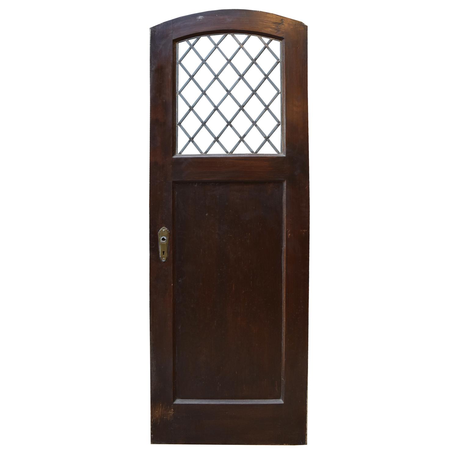 A Leaded and Stained Glass Door from a Chicago, IL. Bungalow 25.75" W x 1.25" D x 79" H — United States, Early 20th Century