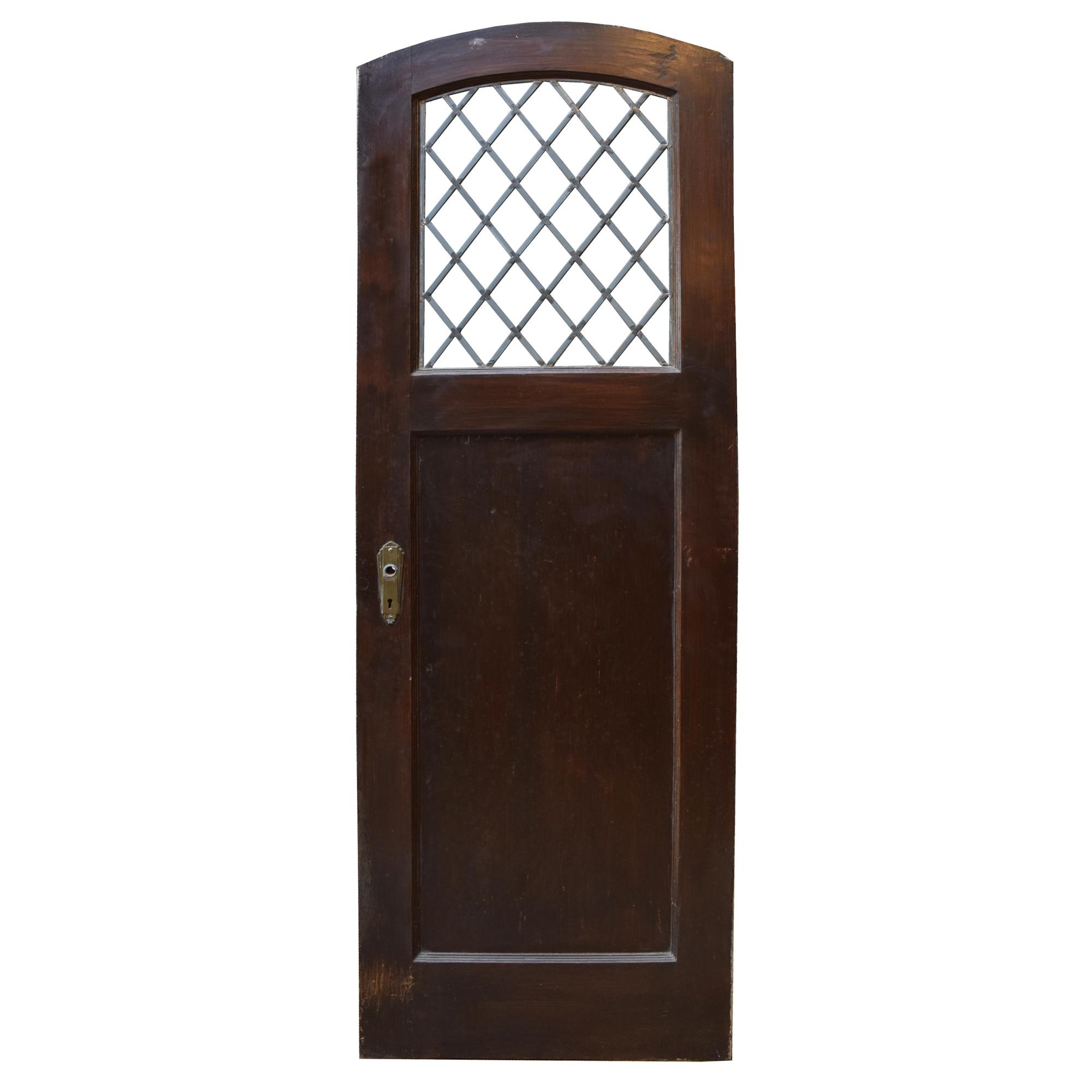 A Leaded and Stained Glass Door from a Chicago, IL. Bungalow 25.75" W x 1.25" D x 79" H — United States, Early 20th Century