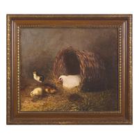 Hen and Chicks in a Basket