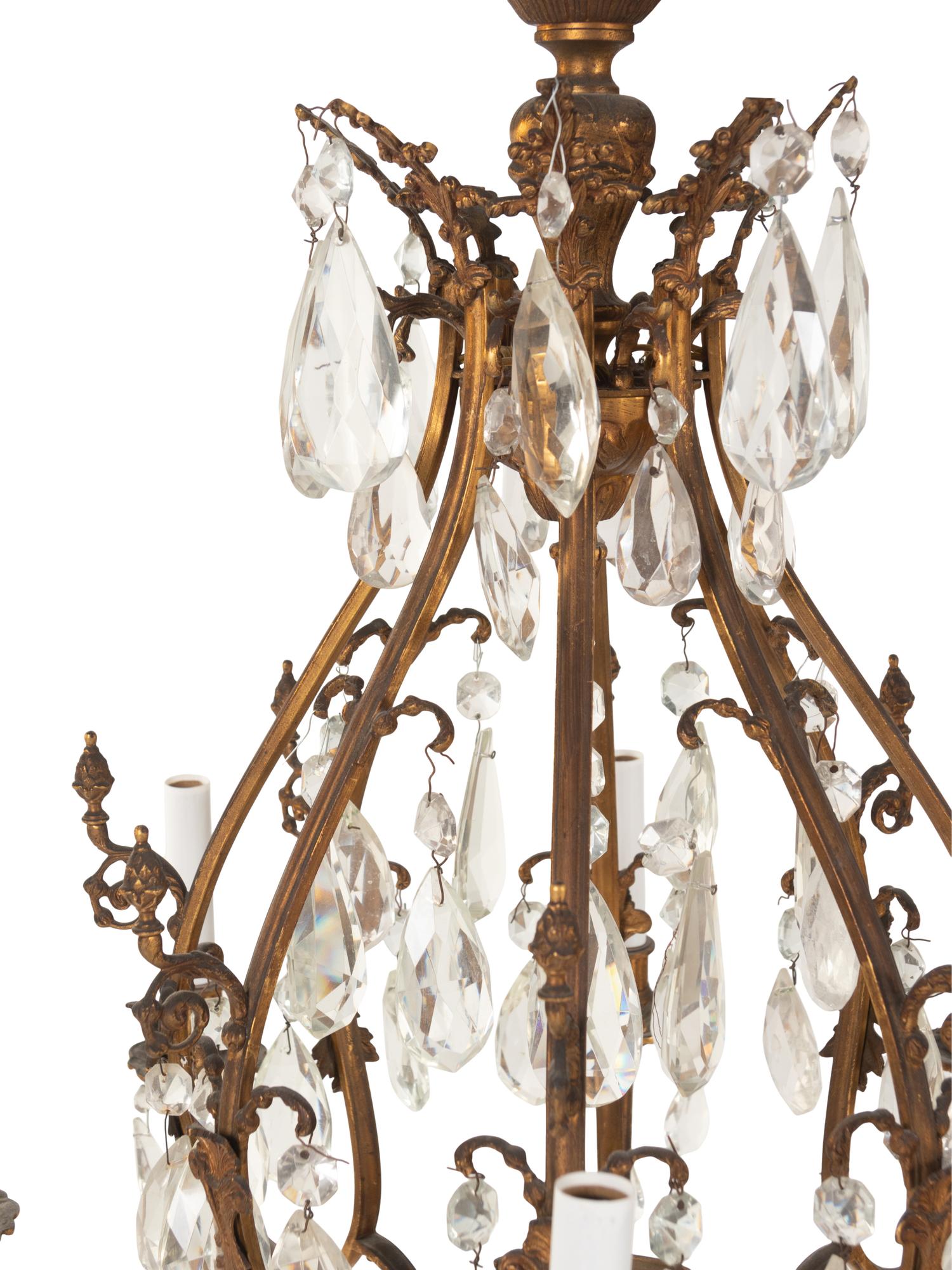 A French Gilt Bronze and Cut Glass Chandelier