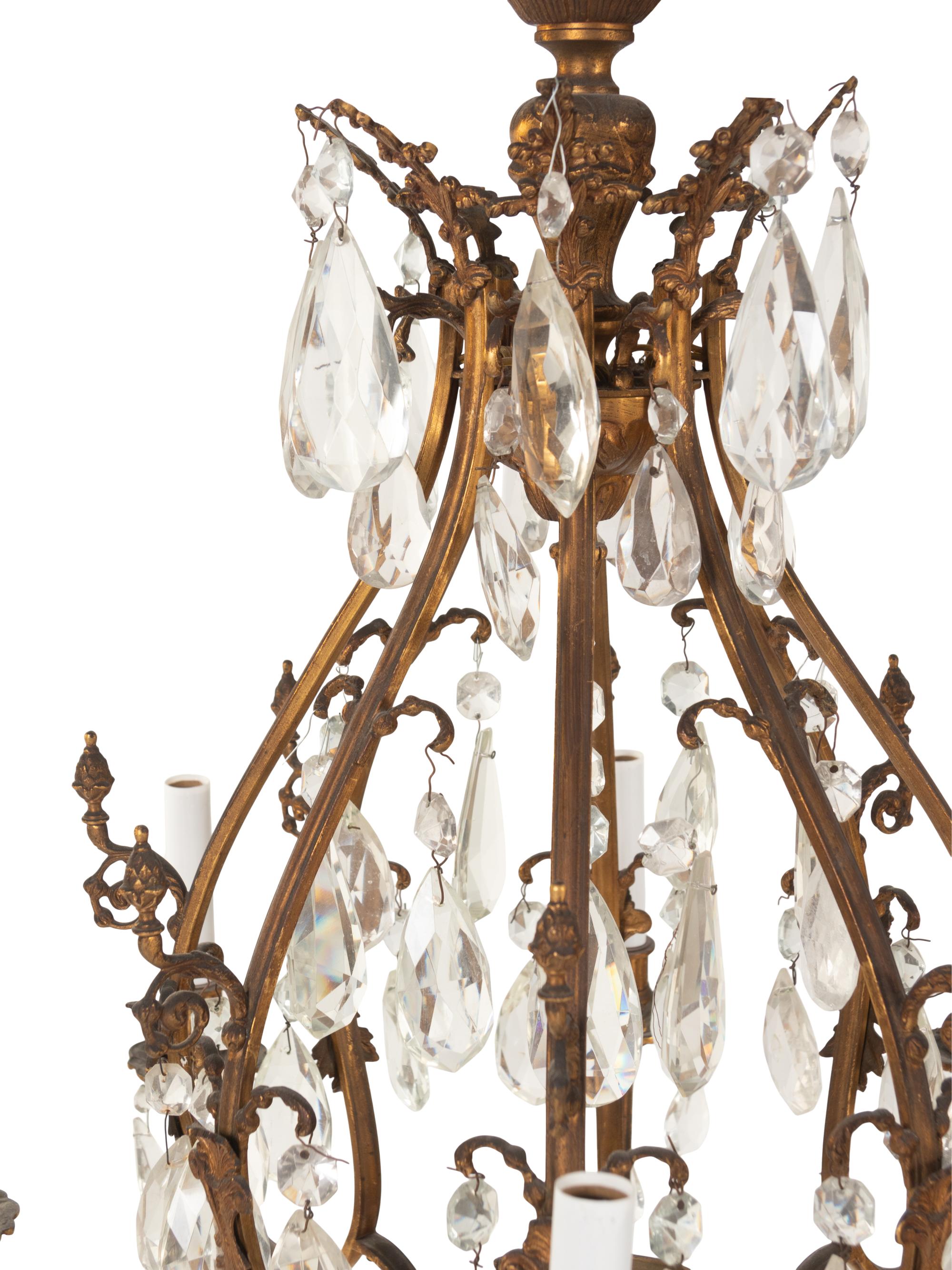 A French Gilt Bronze and Cut Glass Chandelier