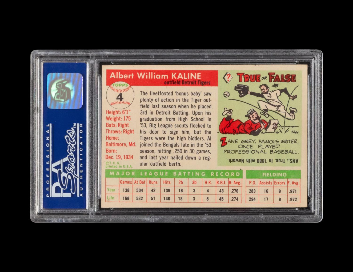 A 1955 Topps Al Kaline Baseball Card No. 4 (PSA 7 NM)