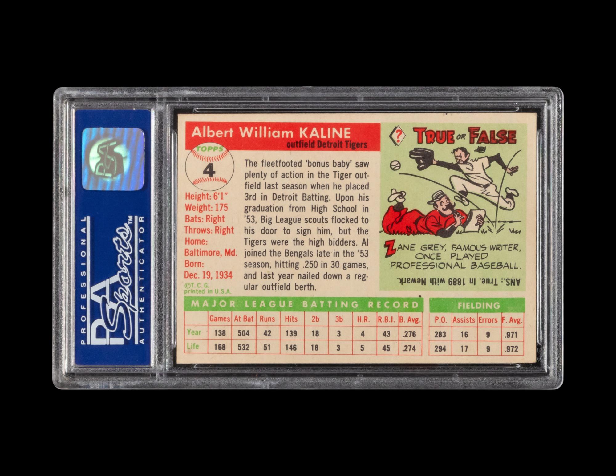 A 1955 Topps Al Kaline Baseball Card No. 4 (PSA 7 NM)