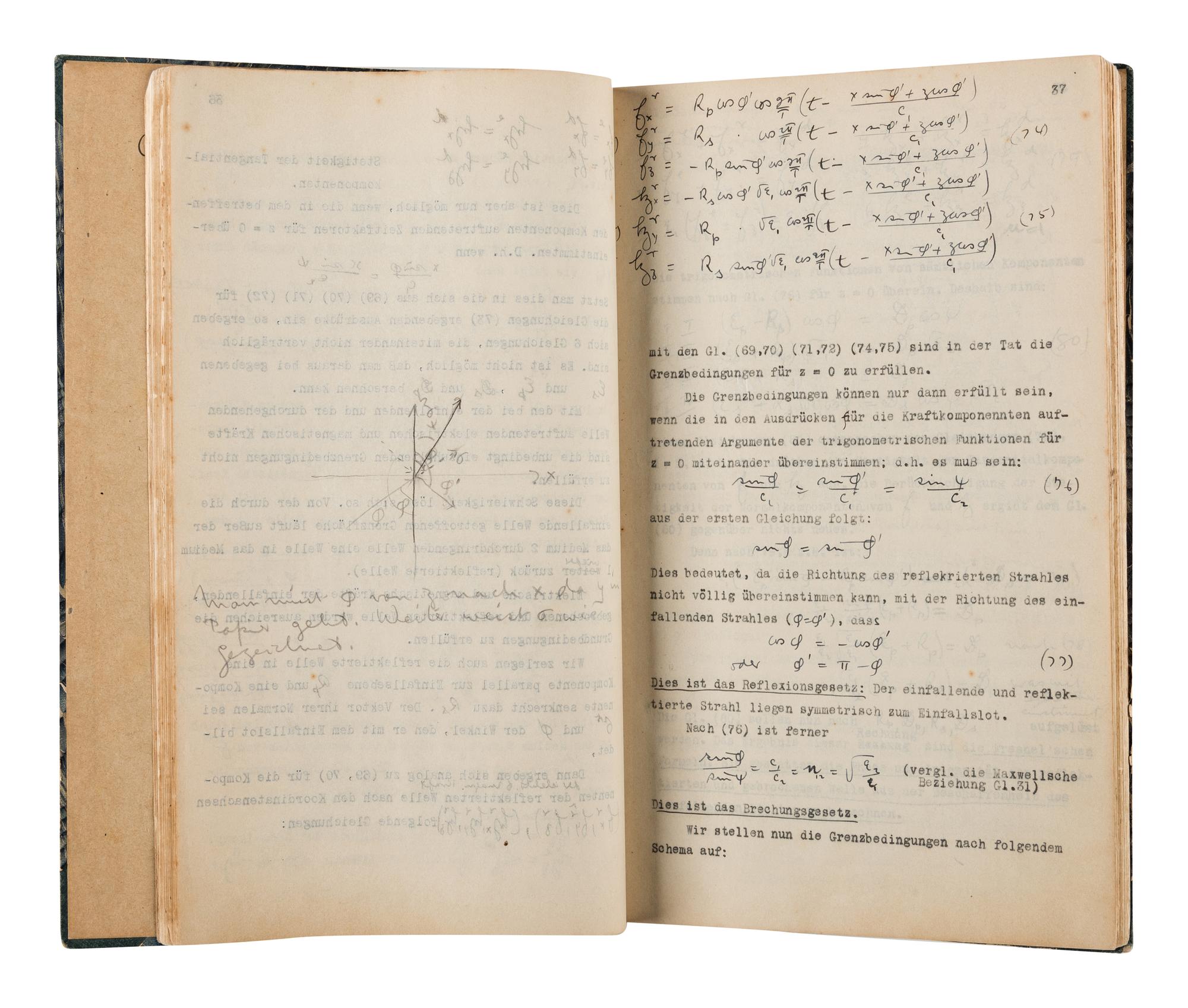 BORN, Max. (1882-1970) Mimeograph typescript, completed in manuscript, of lectures in physics: "Theorie der Wärme Vorlesung im Sommer-Semester 1922." --"Vorlesung Ueber Theoretische Optik. Winter-Semester 1922." University of Göttingen, 1921-1922.