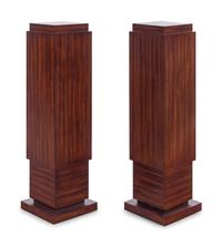 A Pair of Contemporary Walnut Veneered Pedestals
