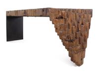 A Naturalistic Reclaimed Wood and Steel Console