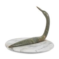 Soapstone Loon Sculpture, on Swivel Marble Base