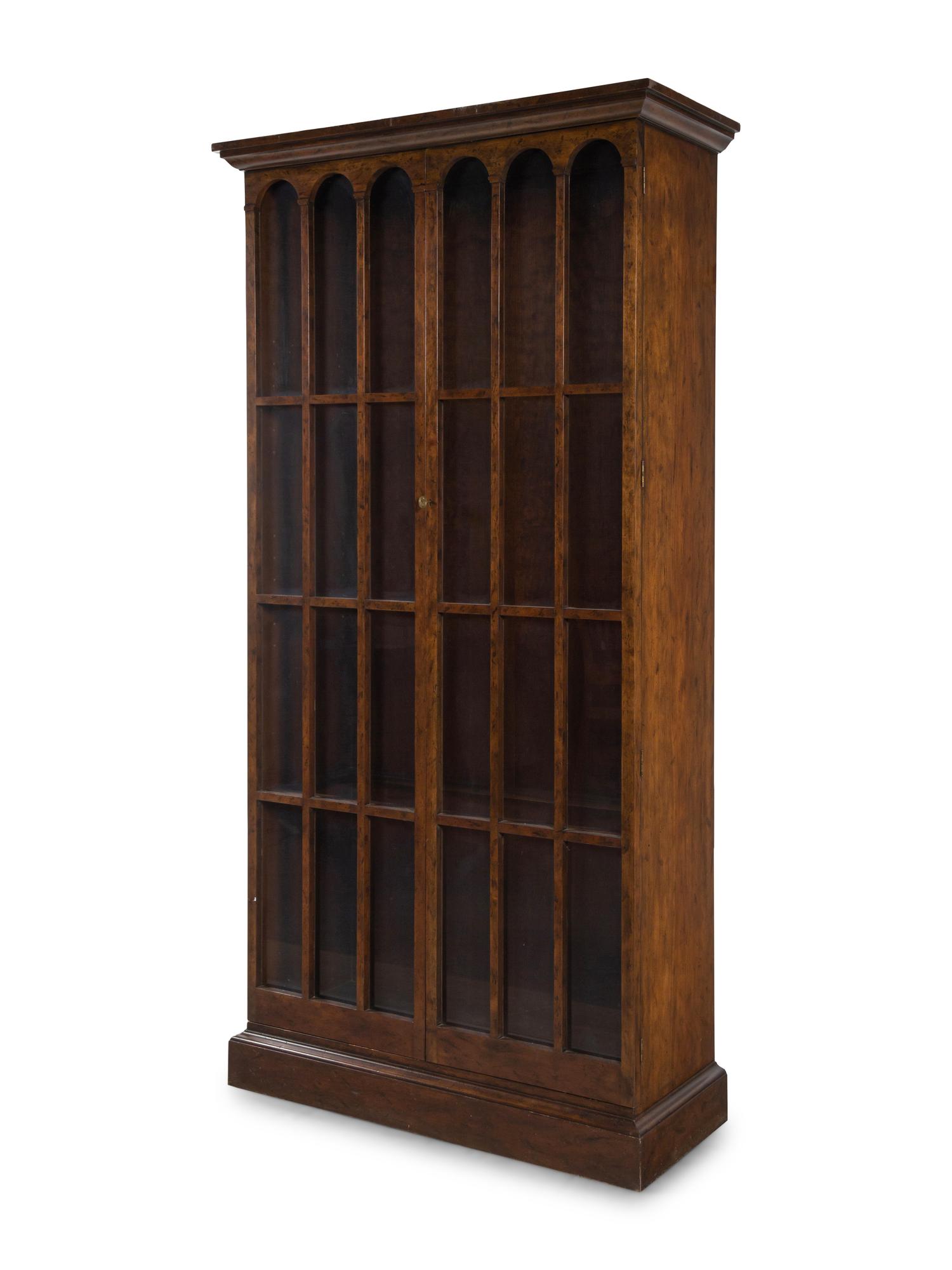 A Modern Walnut Bookcase Cabinet