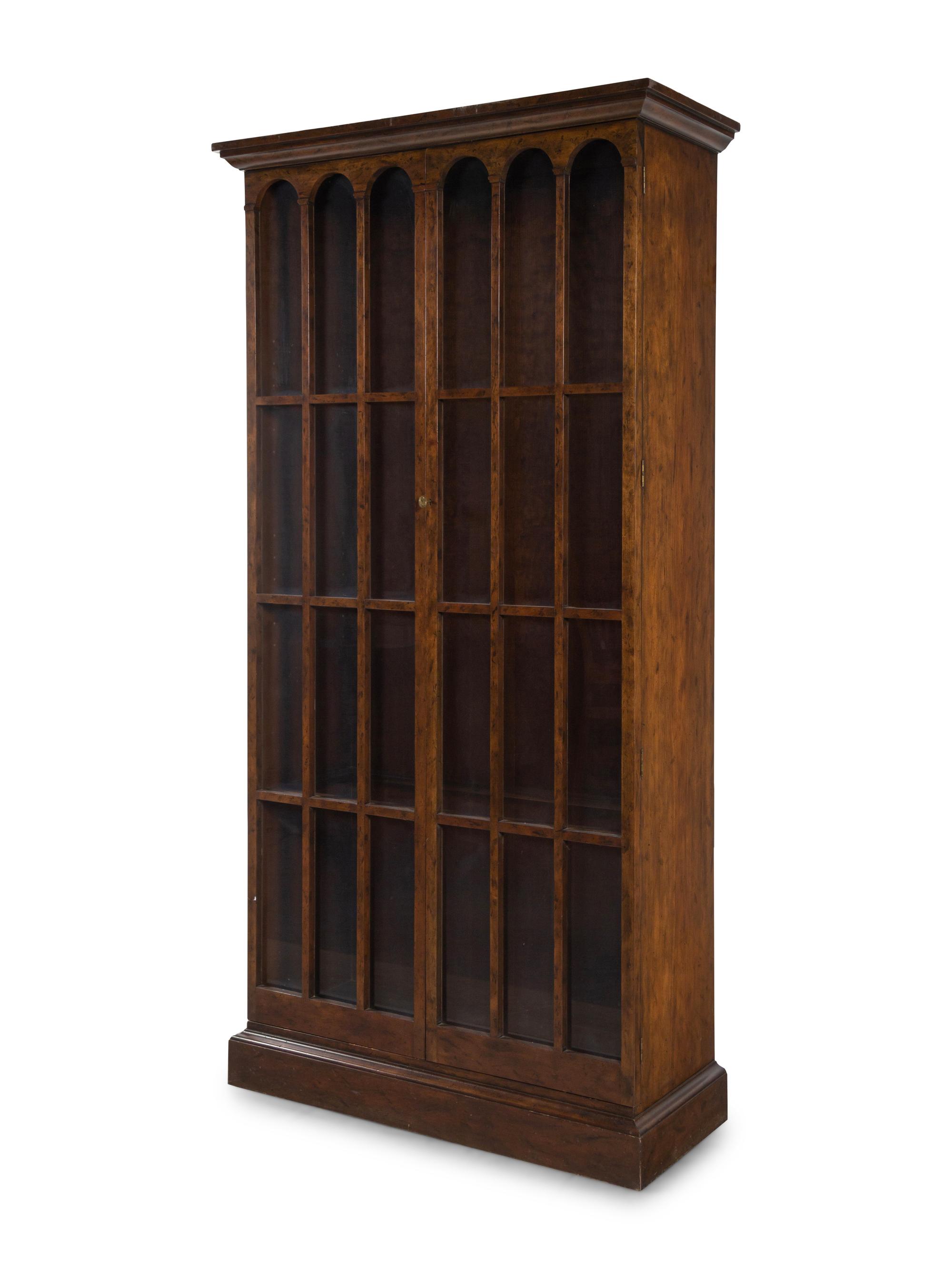 A Modern Walnut Bookcase Cabinet