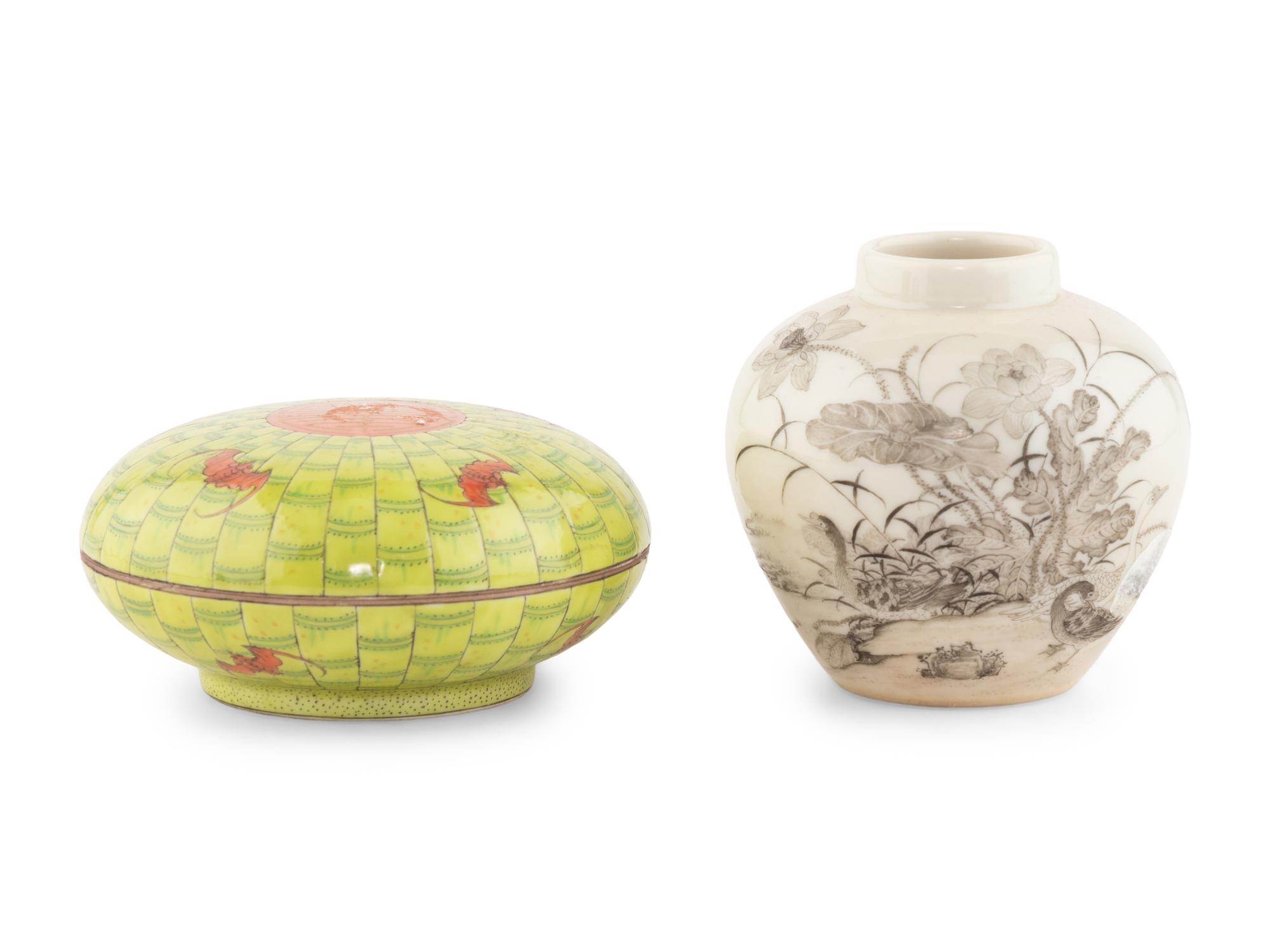 Two Chinese Porcelain Scholar's Objects
