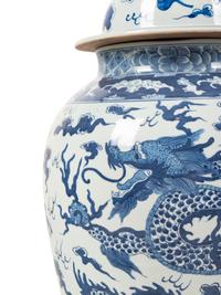 A Pair of Chinese Export Blue and White Porcelain Covered Jars