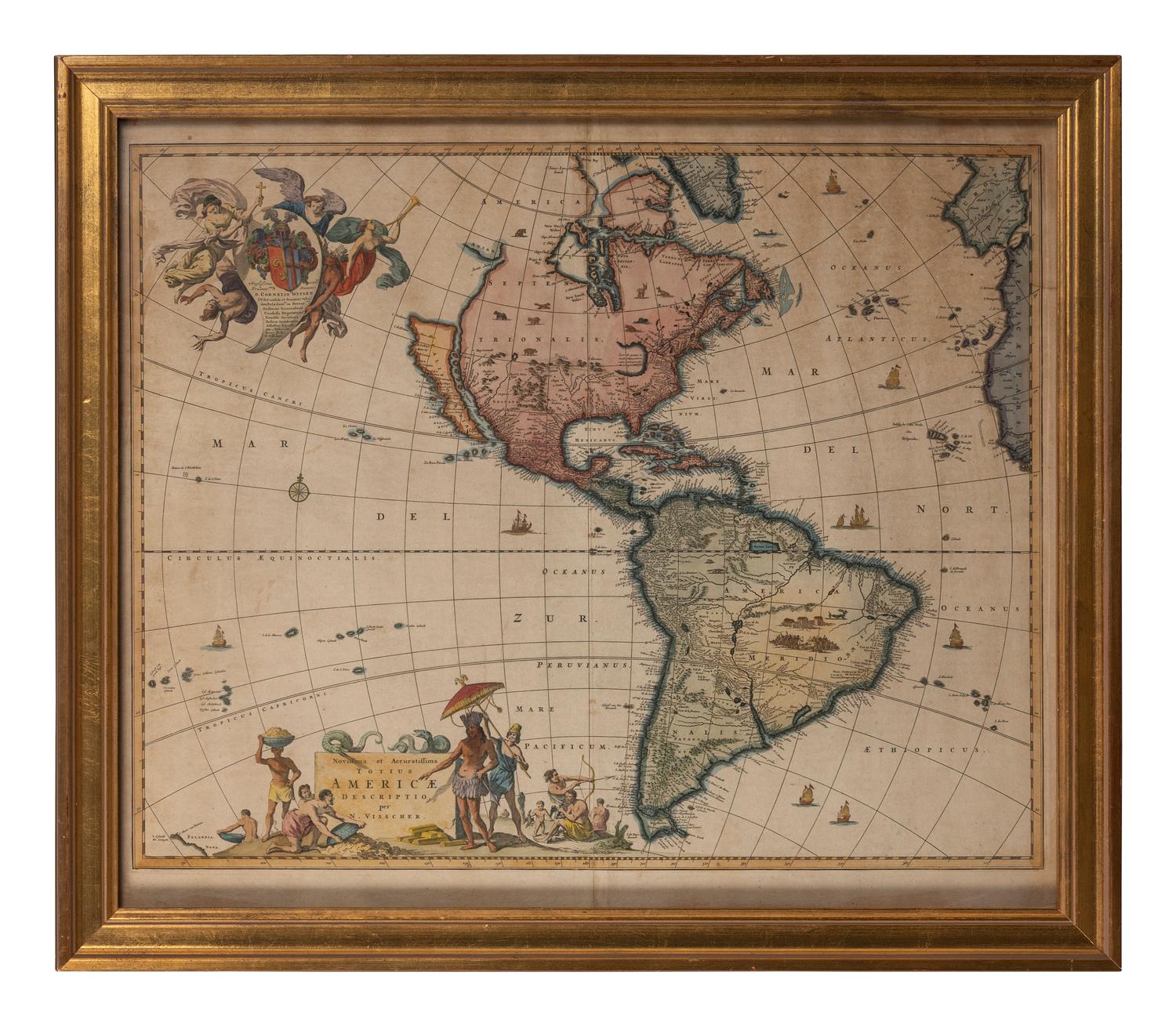 VISSCHER, Nicolaus (1618-1709). Novissima et Accuratissima Totius Americae Descriptio . Amsterdam, 1658.