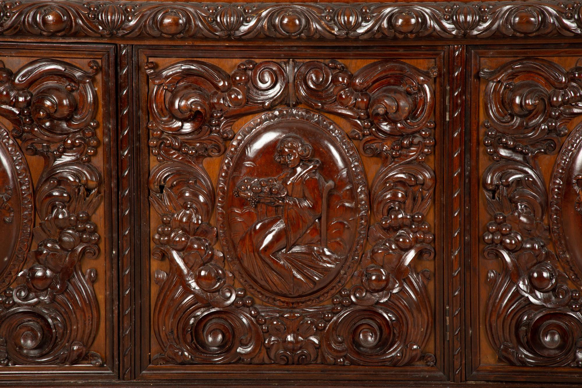An Austro-Hungarian Carved Mahogany Sideboard — Early 20th Century
