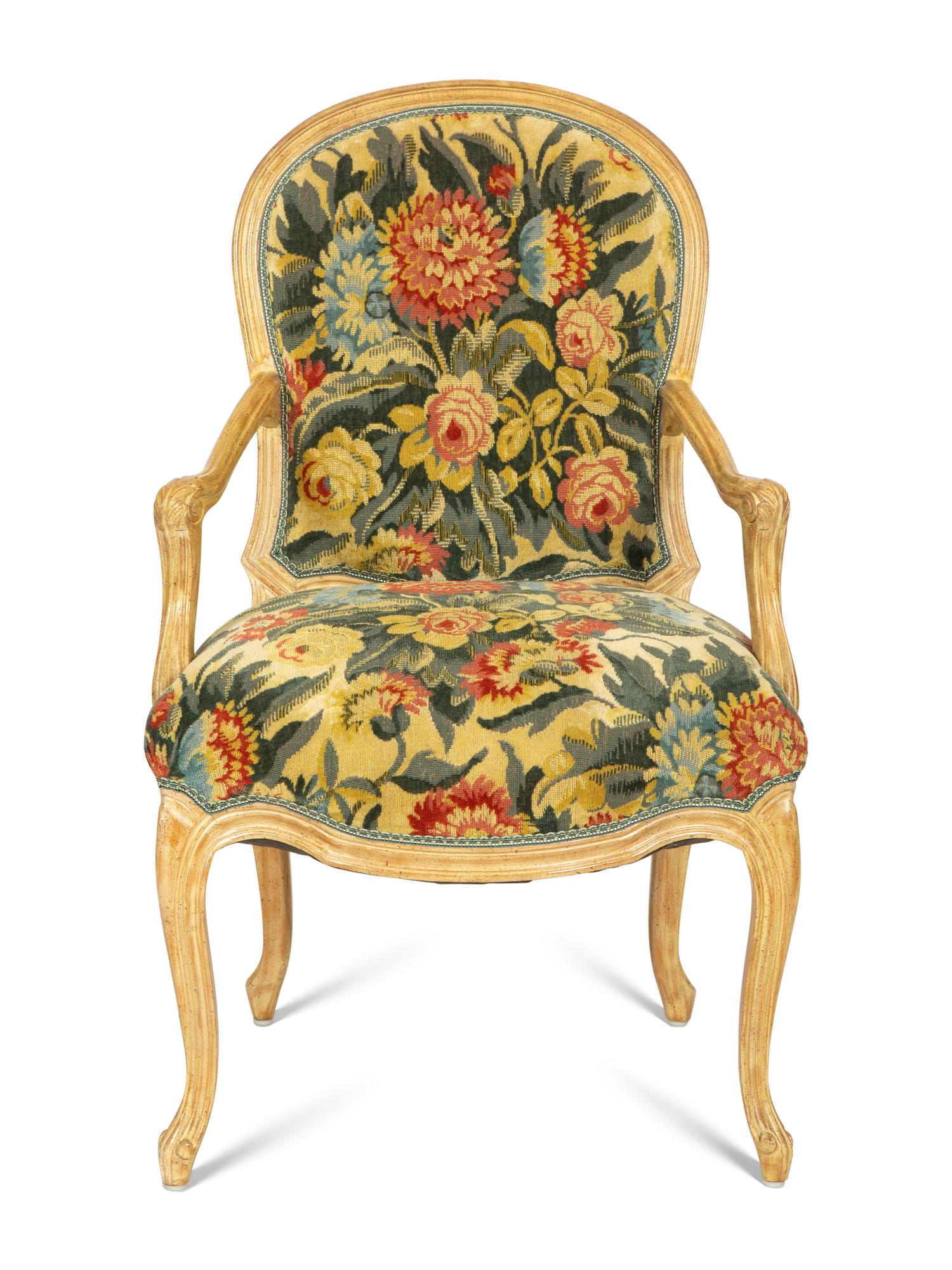 A Set of Eight Louis XV Style Painted Dining Chairs