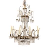 A North European or Baltic Gilt Bronze and Cut Glass Eight-Light Chandelier
