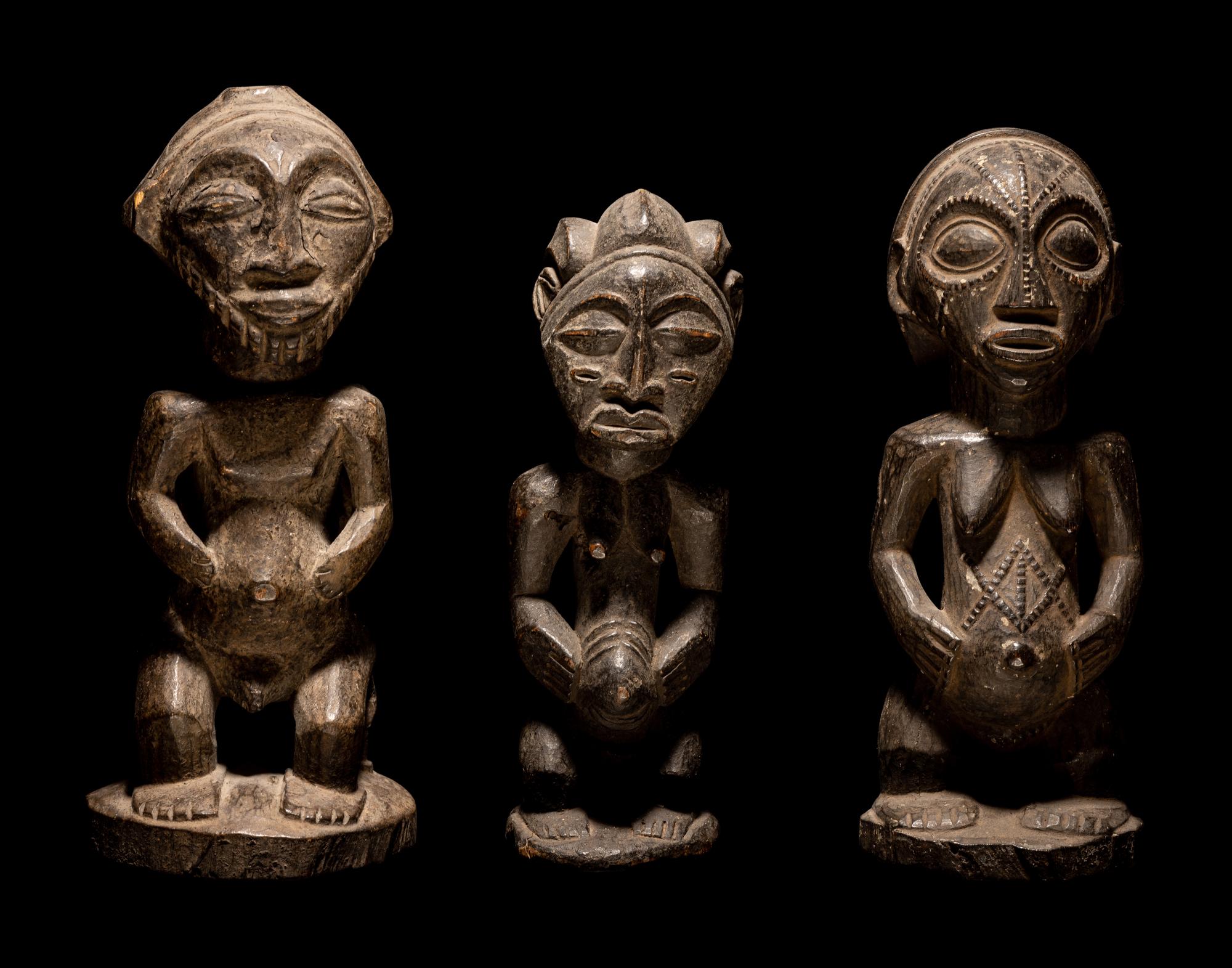 Three Baule Wood Figures